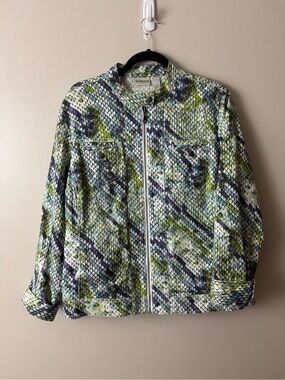 Chico's Printed Zip Front Lightweight Jacket Size 3